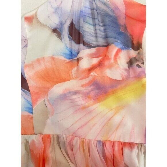 White House Black Market Watercolor Print Halter Dress 12 14 - Picture 6 of 7